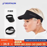 迪卡侬（DECATHLON）空顶帽男女夏天遮阳帽太阳帽鸭舌帽户外运动帽跑步帽子RUNC 新黑色-可调节松紧带款 新空顶帽松紧带（建议头围50-62厘米）