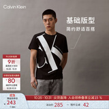 Calvin Klein Jeans夏季男女情侣中性ck纯棉醒目大字母印花圆领短袖T恤J318471 BEH-黑色 S （推荐120-135斤）
