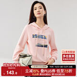 尚都比拉春秋慵懒显瘦连帽星空字母刺绣印花宽松时尚卫衣女 嫩粉色 XL 