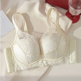 妮姬塔（NIJITA）无痕内衣女 小胸聚拢显大胸上托调整防下垂 减龄甜美背无钢圈文胸 乳白色内衣 M 34/75