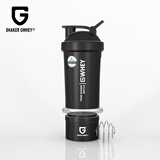 GWHEY摇摇杯蛋白粉健身运动水杯子小容量分体密封便携搅拌球刻度带粉盒 新双层 黑色（带一粉盒）450ml