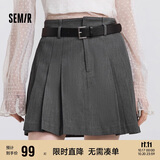森马（Semir）半身裙女腰带西装百褶裙显瘦2025春季女团风遮胯短裙109125120001