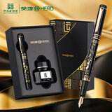 英雄（HERO）钢笔商务成人办公铱金钢笔八骏图男女日常书写练字墨水笔9063 美工笔【墨水礼盒】