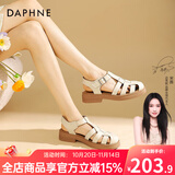 达芙妮官方 罗马凉鞋女2025新品春夏包头鞋复古编织粗跟沙滩鞋软底凉鞋 米色【经典热卖款】 38