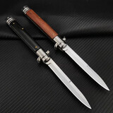 意大利黑手党AKC户外战术快开弹簧高硬度折刀野外便携防身刀具 11寸黑木柄