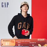 Gap男女装春秋LOGO美式复古连帽法式圈织软卫衣892186 黑色 165/84A(XS)亚洲尺码