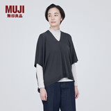 无印良品（MUJI）女式 羊毛 可水洗 高针距 斗篷毛衣 V领针织衫冬季女款 BA1NAA3A 深灰色 M（160/84A）
