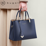 bugatti包包女包奢侈品牌2025年女款手提包斜挎单肩包情人节生日礼物 藏蓝色 中包