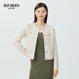 深呼吸DEEP BREATH女装复古葱纱小香风针织开衫女A400677 白 L (4)