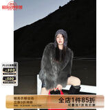付智恩芦苇花 芬兰进口狐狸毛典雅轻盈年轻感圆领皮草外套女 深灰绿 M