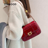 妙迪高级质感百搭单肩斜挎包牛皮女包通勤链条小方包生日礼物