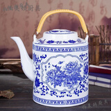 帕美顿复古陶瓷茶壶大号凉水壶大容量提梁壶老茶壶家用耐高温水壶 加花开富贵 4000ml