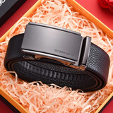 BOSSSUNWEN博斯绅威皮带男士真皮腰带头层牛皮带身自动扣奢侈品牌裤带送男友 黑色 115cm (适合裤子33-35码)可裁剪