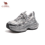骆驼（CAMEL）银月户外复古老爹鞋厚底休闲鞋 L24A283742A 银色 37