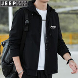 JEEP SPIRIT吉普夹克男冲锋衣外套春秋季防水防风上衣休闲户外 黑色 3XL (155-170斤)