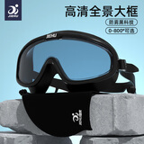 捷虎泳镜男女成人高清防雾防水大框一体潜水游泳眼镜泳帽套装游泳装备