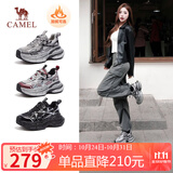骆驼（CAMEL）银月户外复古老爹鞋厚底休闲鞋 L24A283742R 黑/银(加绒) 37