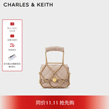 CHARLES&KEITH小香风菱格恋恋包单肩手提小方女包生日礼物CK2-70671382 Beige米色 S