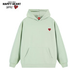 查尔斯桃心连帽卫衣男女情侣同款纯色基础百搭运动休闲套头上衣 浅绿色 S