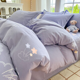 雅鹿家纺简约磨毛纯棉四件套100全棉床上用品冬季加厚床单被套宿舍4 春天里LTT 1.8m 床单款 四件套(被套2x2.3)