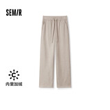 森马（Semir）[商场同款]休闲裤女加绒长裤简约冬2024仿呢阔腿裤101724127016A