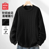 名创优品（MINISO）圆领绞花纹理感针织毛衣男秋冬季保暖抗寒百搭情侣毛衫 黑 L
