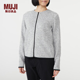 无印良品 MUJI 女式 针织抓绒 拉链开衫 W8AB231 浅灰色 S