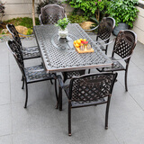 莫 家户外家具铸铝桌椅组合室外庭院桌椅露台桌椅休闲别墅花园阳台 斜格6椅+175cm斜格长桌