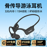 Tayogo骨传导游泳耳机蓝牙2025最新款超长续航真无线运动跑步专业水下防水狂甩不掉自带内存自下载音乐用 骑士黑W26【32G+蓝牙+15H续航+MP3】 【IPX8防水】