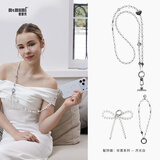 麦麦米手机链 四合一可拆解轻奢高端女士手机挂绳 玻璃珍珠创意 适用iPhone苹果华为三星全系列 月光白