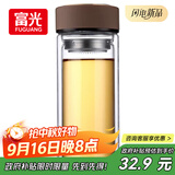 富光 男女士双层玻璃杯 高硼硅玻璃304茶隔水杯子 带茶隔泡茶杯500ml
