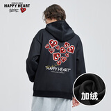 查尔斯桃心 卫衣男女同款春秋季连帽宽松爱心Logo印花休闲套头2026新款外套 黑色 加绒 L