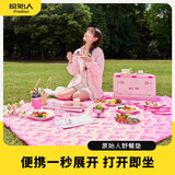 原始人芭比野餐垫防潮垫加厚垫子户外露营帐篷沙滩垫便携地垫 芭比亮粉 
