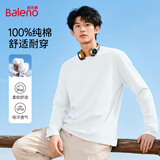 班尼路（Baleno）长袖t恤男春秋季基础款纯色圆领男士打底衫宽松纯棉上衣男女同款