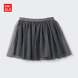 优衣库婴幼儿宝宝花式短裙半身裙柔软薄纱粉色公主风蓬蓬裙479646 08 深灰色 100