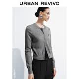 UR秋季新款女装简约休闲亮片装饰针织开衫UWB950011 冷灰 (尺码偏小) L