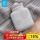 佐敦朱迪 注水热水袋硅胶暖水袋热敷暖肚子宝宝迷你可爱婴儿暖手宝防爆 雅致灰小号【保暖套+礼盒】