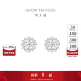 周大福璀璨雪花 白金PT950铂金耳钉耳饰 PT161882生日礼物 PT161882