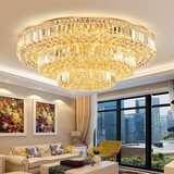 与善 欧式客厅吸顶灯水晶灯简约大气  LED灯饰酒店别墅工程灯 水晶灯客厅灯餐灯具灯饰 直径60 高26 二层配三色LED遥控器