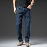 Prato Lee牛仔裤男休闲宽松潮流弹力男士宽松直筒大码秋冬裤子男裤直筒裤男 深蓝色9132秋冬款 36