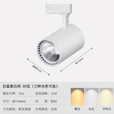 鑫汐 COB导轨射灯火锅店轨道射灯商用导轨灯轨道灯服装LED店铺背景灯 白色30W-豪华款 三色光