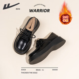 回力英伦风小皮鞋女2025新款秋冬配裙子黑色加绒厚底jk鞋子乐福鞋 黑色/加绒加厚（超轻4.5cm厚底） 37