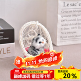 亦趣会叫仿真提篮猫咪毛绒玩具篮子猫玩偶花篮猫女孩儿童生日礼物 吊篮粉色(带花边)灰猫带叫声