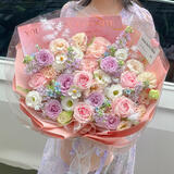 百花馆鲜花同城配送小时达玫瑰花满天星洋桔梗真花束生日礼物女友成人礼 【甜蜜陪伴】11朵玫瑰|dyt070