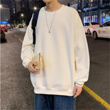 唐号（tanghao）纯色长袖卫衣ins重磅圆领加绒男宽松落肩原创卫衣纯色打底衫男女 白色 XL