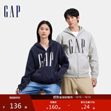盖璞男女装秋季印花字母logo抓绒连帽卫衣休闲外套660128
