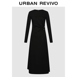 UR2025秋季新款女装休闲扣饰收腰棉质连衣裙UWH750117