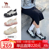 骆驼（CAMEL）丑萌登山鞋女时尚撞色户外休闲鞋 L24S076620 米/银/黑 36