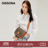 DISSONA迪桑娜女包幸运锦囊老花复古风包单肩包斜挎包轻奢 深啡色