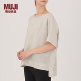 无印良品 MUJI 女式 法国亚麻水洗 短袖罩衫 28SC243 原色 M/L